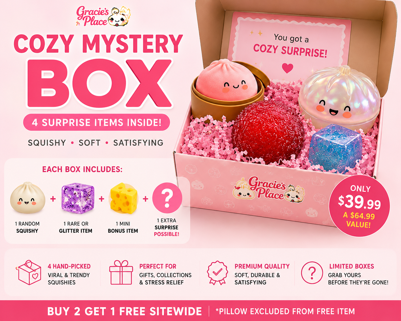 Cozy Mystery Box | Viral Squishy Surprise Box & Sensory Toys | Gracie Place